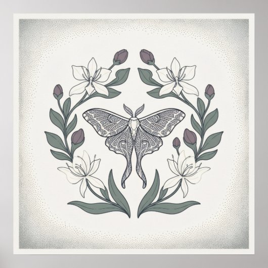 Poster Papillon à longue queue Couronne florale de lys iv (Devant)