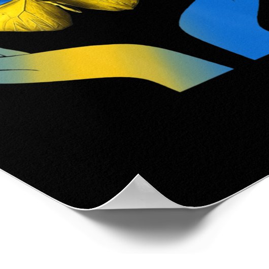 Poster Papillon à main Ukraine Pavillon ukrainien avec U (Coin)