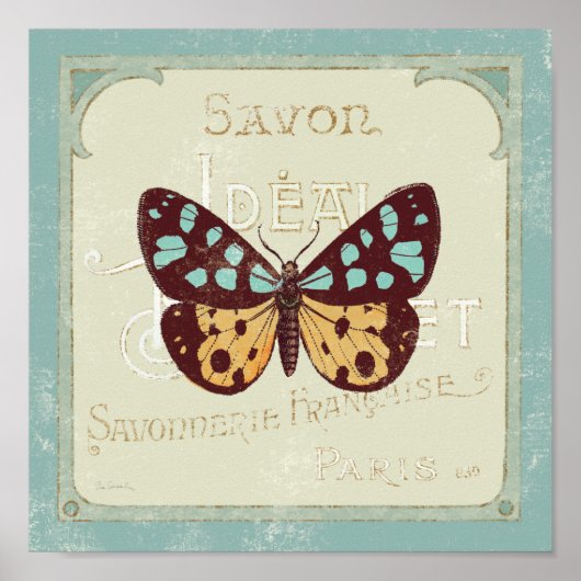 Poster Papillon à motif vintage (Devant)
