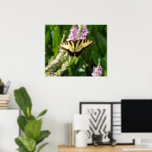 Poster Papillon à queue d'aronde sur des fleurs sauvages (Bureau à domicile)
