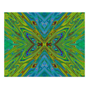 Poster Papillon Abstrait Chartreuse et Bleu Trippy