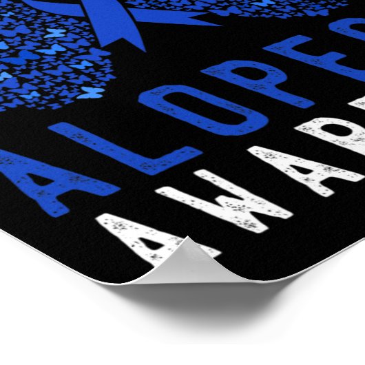 Poster Papillon Alopecia Sensibilisation Bleu AA Ribbon S (Coin)