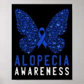 Poster Papillon Alopecia Sensibilisation Bleu AA Ribbon S (Devant)