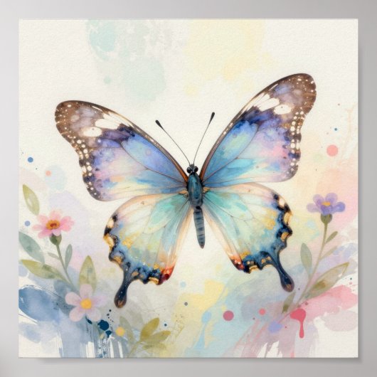 Poster Papillon Aquarelle (Devant)