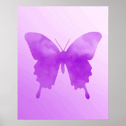 Poster Papillon aquarelle - Lavande et Violet (Devant)