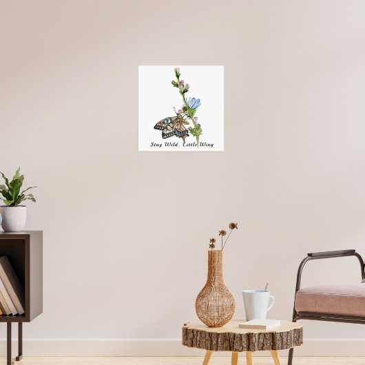 Poster Papillon aquarelle sur une fleur chicorée (Salon 3)