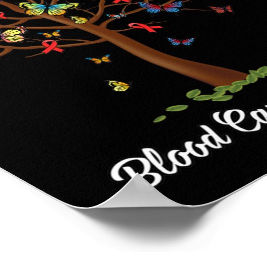 Poster Papillon Arbre Beau Rouge Ruban Cancer du Sang A (Coin)