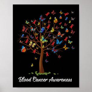 Poster Papillon Arbre Beau Rouge Ruban Cancer du Sang A