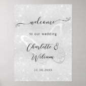 Poster papillon argent mariage bienvenue (Devant)