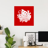 Poster Papillon asiatique Japonais Conception Kamon (Bureau à domicile)