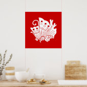Poster Papillon asiatique Japonais Conception Kamon (Cuisine)