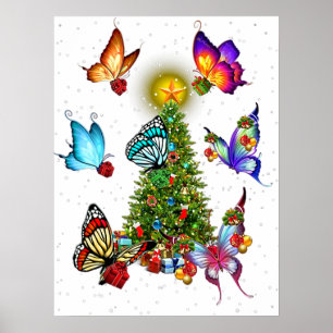 Poster papillon autour des papillons de noël