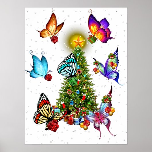 Poster papillon autour des papillons de noël (Devant)