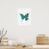 Poster Papillon aux plumes de paon vert (Cuisine)