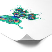 Poster Papillon aux plumes de paon vert (Coin)