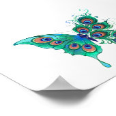 Poster Papillon aux plumes de paon vert (Coin)
