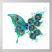 Poster Papillon aux plumes de paon vert (Devant)