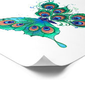 Poster Papillon aux plumes de paon vert (Coin)