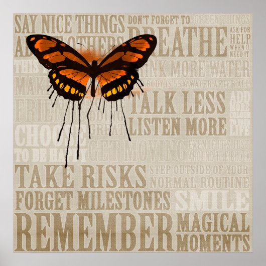 Poster Papillon avec des Mots (Devant)