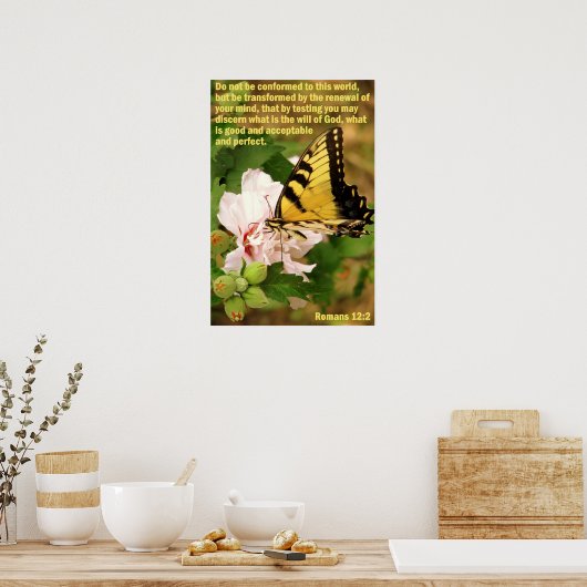 Poster Papillon avec Romans 12:2 (Cuisine)
