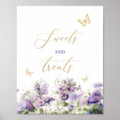 Poster Papillon baisers bonbons friandises fleurs Baby sh (Devant)