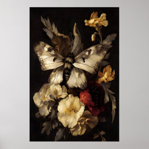 Poster Papillon baroque sombre Art Académie sombre, Flora