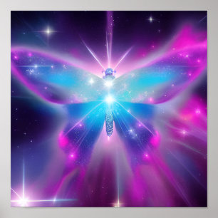 Poster Papillon bleu brillant