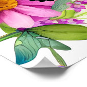 Poster Papillon bleu dans un champ de fleurs (Coin)