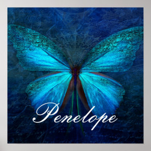 Poster Papillon bleu de la joie et de la chance