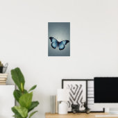 Poster Papillon bleu en style minimaliste plat (Bureau à domicile)