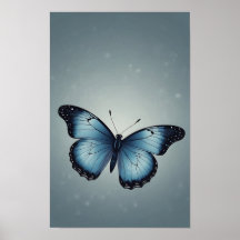 Papillon bleu en style minimaliste plat