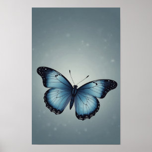 Poster Papillon bleu en style minimaliste plat