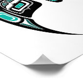 Poster Papillon bleu et noir Haida Spirit sur blanc (Coin)