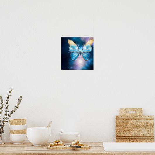 Poster Papillon bleu et or (Cuisine)