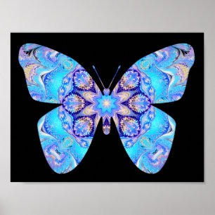 Poster Papillon bleu kaléidoscope