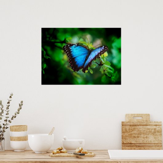 Poster Papillon bleu Morpho (Cuisine)