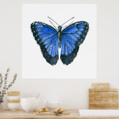 Poster Papillon bleu Morpho aquarelle peinture (Cuisine)