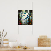 Poster Papillon bleu morpho dans la forêt tropicale (Cuisine)