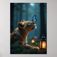 Papillon bleu sur le nez de lion dans la forêt mys