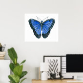 Poster Papillon Blue Morpho peinture à l'aquarelle (Bureau à domicile)
