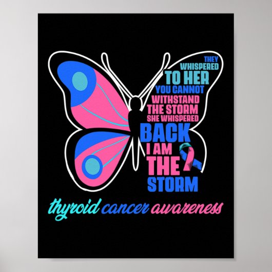 Poster Papillon cancéreux - Thyroïde Survivant Thyroïde C (Devant)