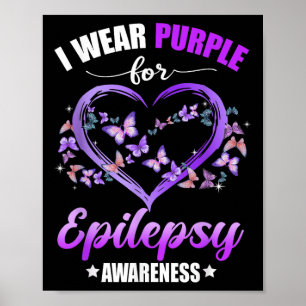 Poster Papillon cardiaque Je Porte Violet Pour L'Épilepsi