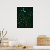 Poster Papillon céleste gothique et lune mystique (Cuisine)