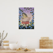 Poster Papillon Chat sur Mur Champignon Art (Cuisine)
