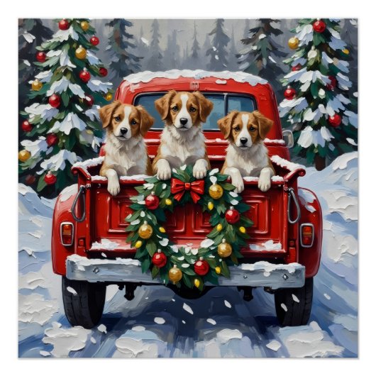 Poster Papillon Christmas Red Truck Holiday (Devant)