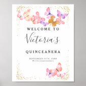 Poster Papillon Ciel Coral Gold Papillons de bienvenue (Devant)