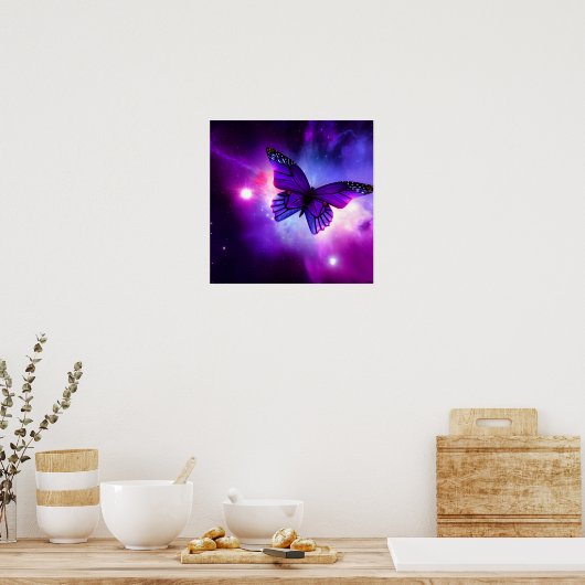 Poster Papillon Ciel Violet (Cuisine)