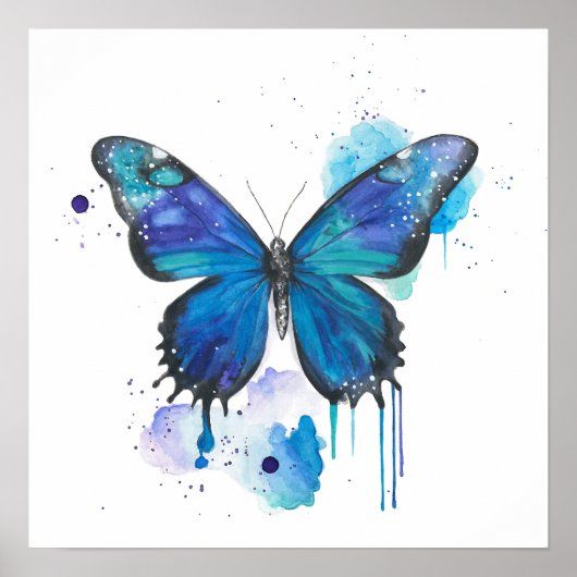 Poster Papillon Coloré Aquarelle (Devant)