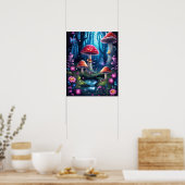 Poster Papillon de champignons Forêt enchantée BLEU THÈME (Cuisine)