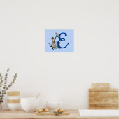 Poster Papillon de chat siamois mignon monogramme initial (Cuisine)